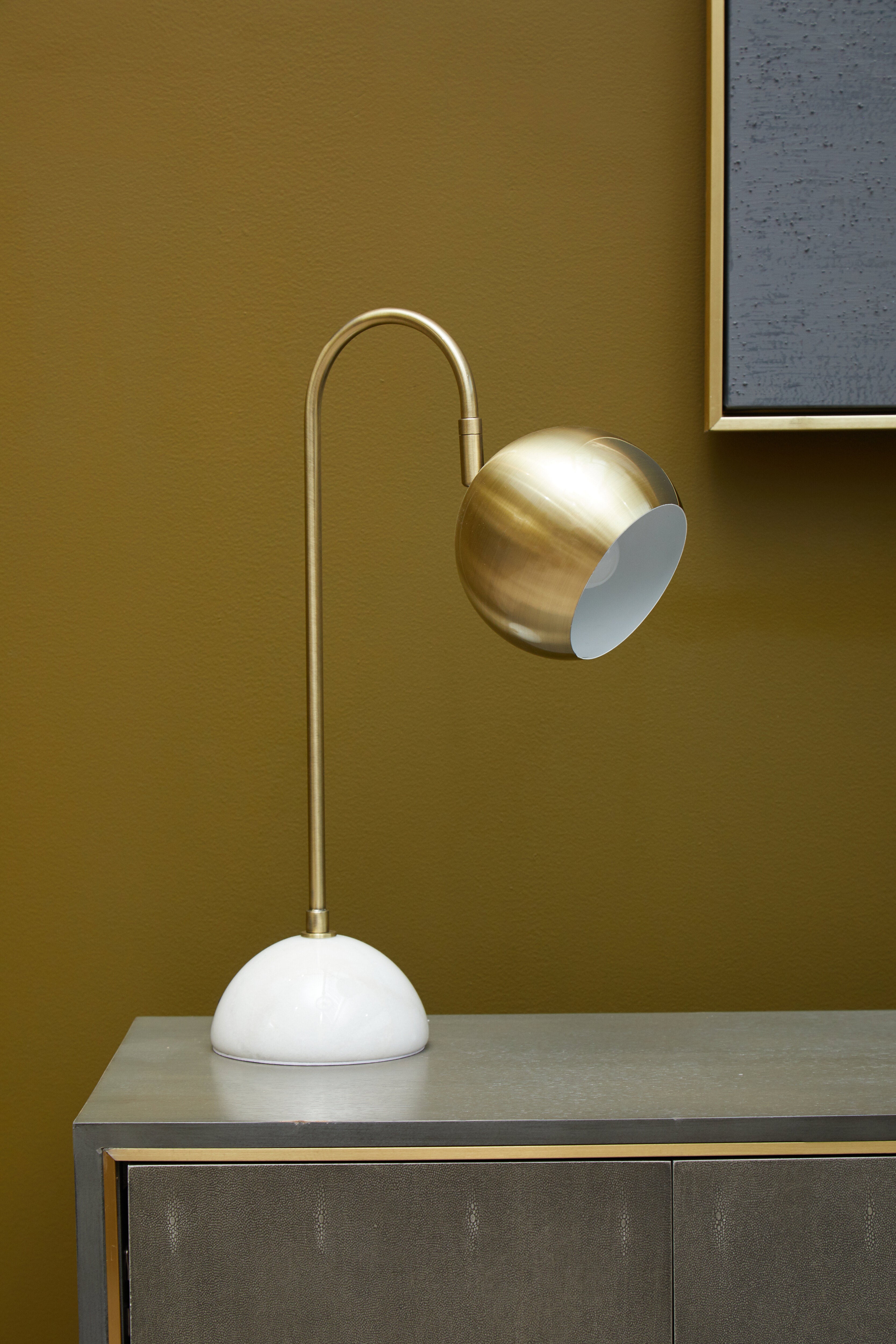 Clyde Gold Globe Shaped & White Marble Table Lamp